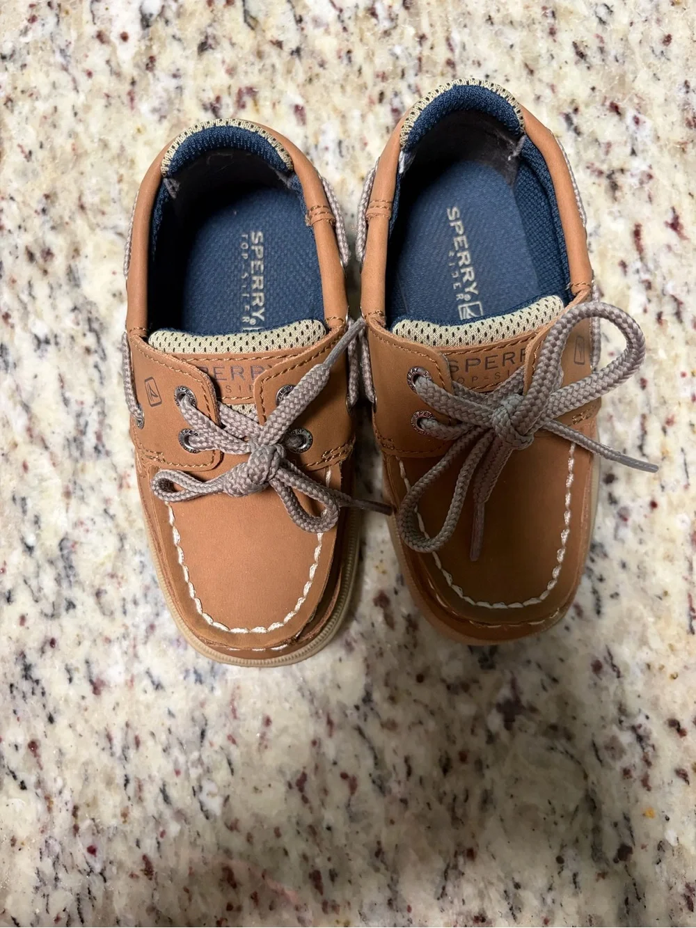 Sperry Tan Toddler Kids Moccasin Boat Shoes with Lace Tie